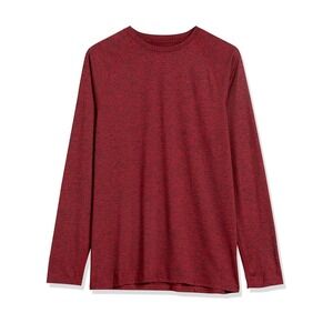 (2) Amazon Essentials Men's Tech Stretch Long-Sleeve T-Shirts Red Heather Medium